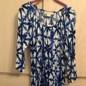 New Michael Kors Blue & White Peasant Style Top